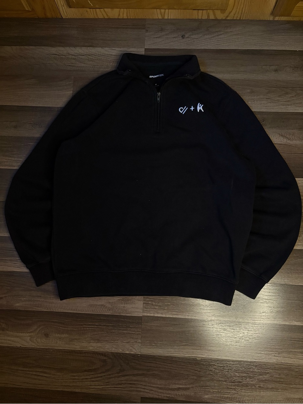 Sport-Tek Men's Black 1/4 Zip Mock Neck Sweatshirt Embroidered Logo Size M